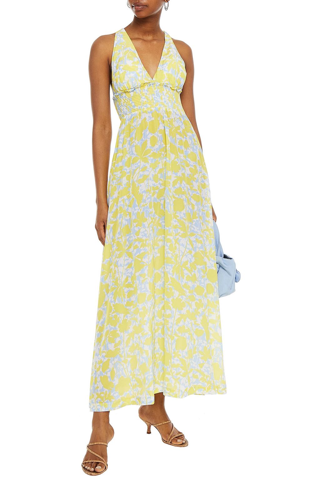 HEIDI KLEIN Shirred printed silk crepe de chine maxi dress