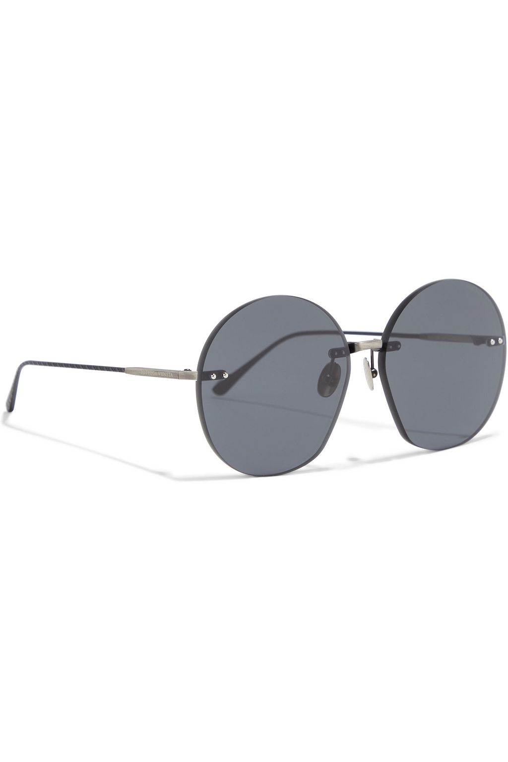 BOTTEGA VENETA Round-frame silver-tone sunglasses