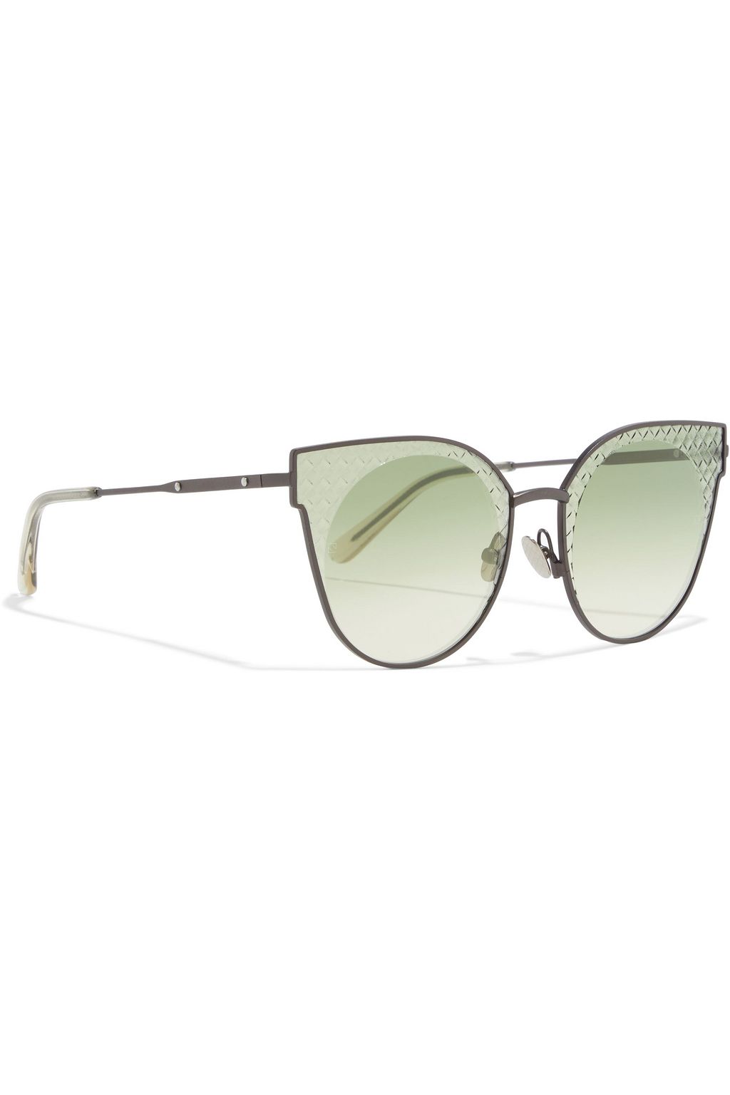 BOTTEGA VENETA Butterfly-frame gunmetal-tone and printed acetate sunglasses