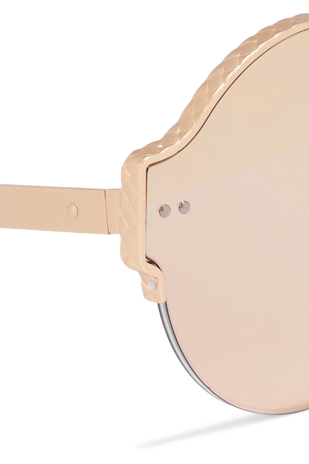 BOTTEGA VENETA Round-frame rose gold-tone mirrored sunglasses