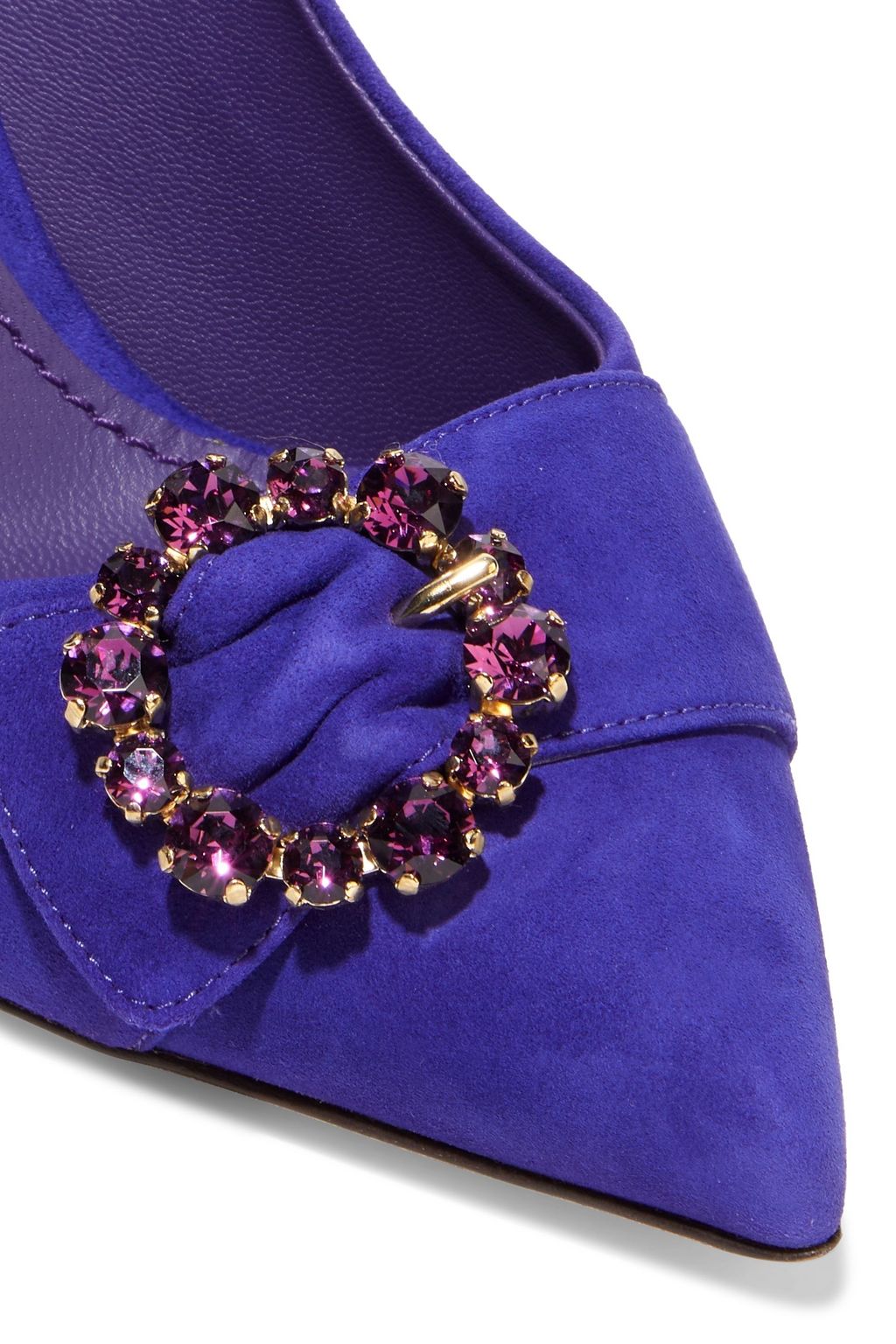 DOLCE&GABBANA Lori crystal-embellished suede pumps