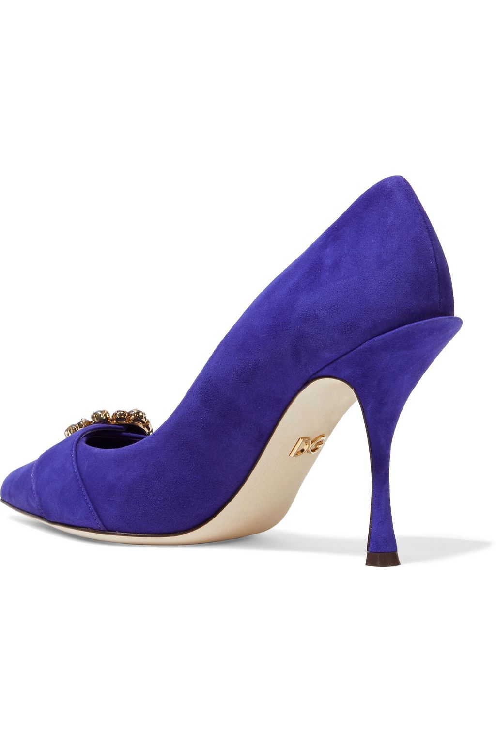 DOLCE&GABBANA Lori crystal-embellished suede pumps