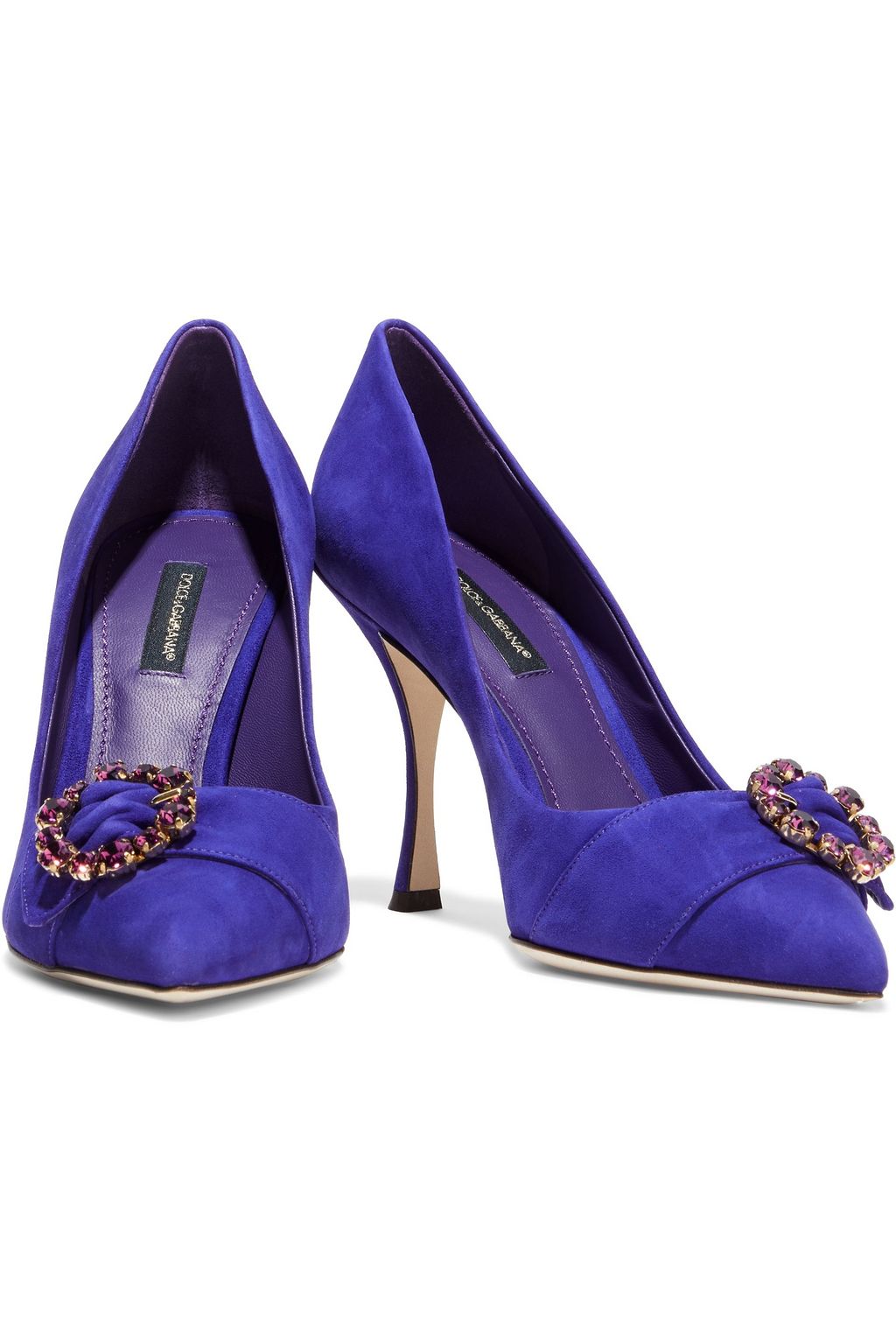 DOLCE&GABBANA Lori crystal-embellished suede pumps