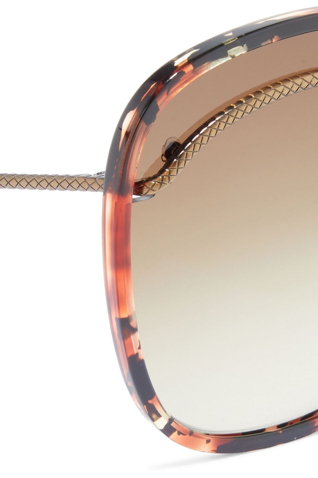 BOTTEGA VENETA Oversized butterfly-frame tortoiseshell acetate and bronze-tone sunglasses