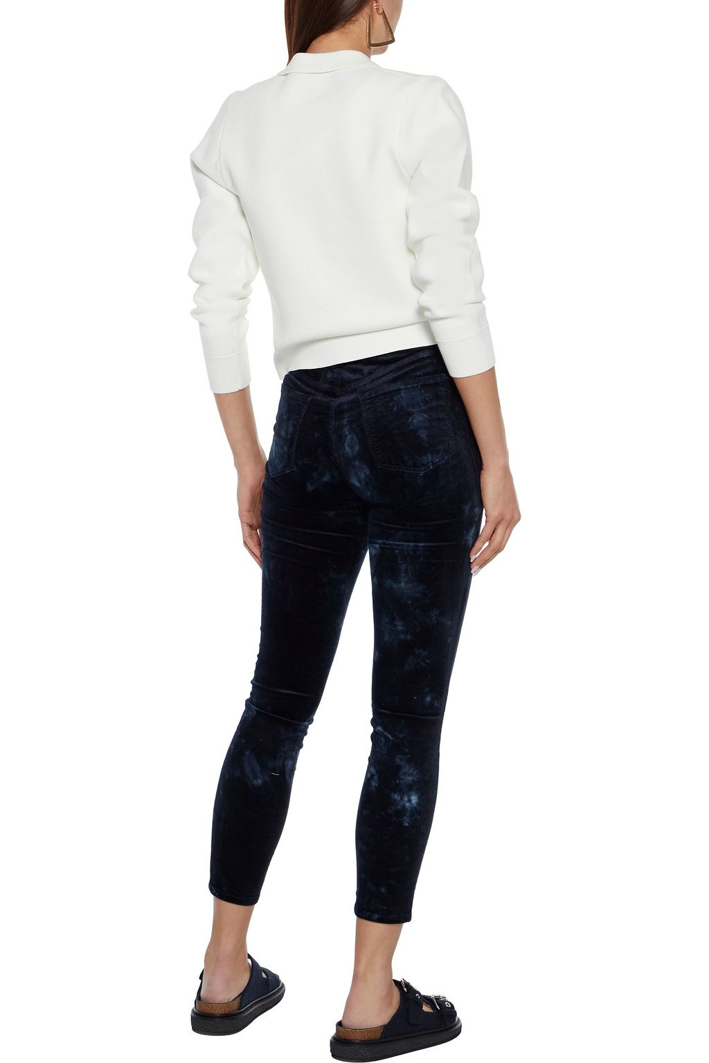 J BRAND Cropped cotton-blend crushed-velvet skinny pants