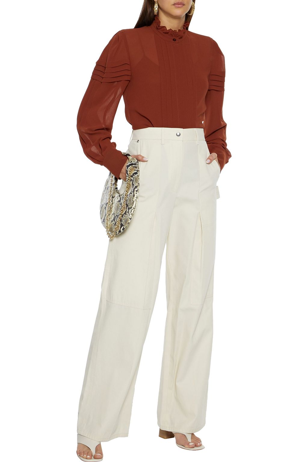 SEE BY CHLOÉ Ruffle-trimmed pintucked georgette blouse