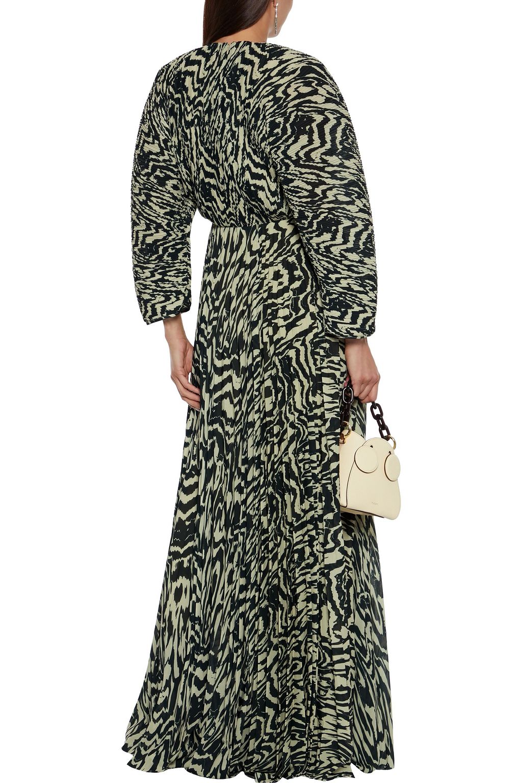 SOLACE LONDON Taima printed plissé-crepe maxi dress