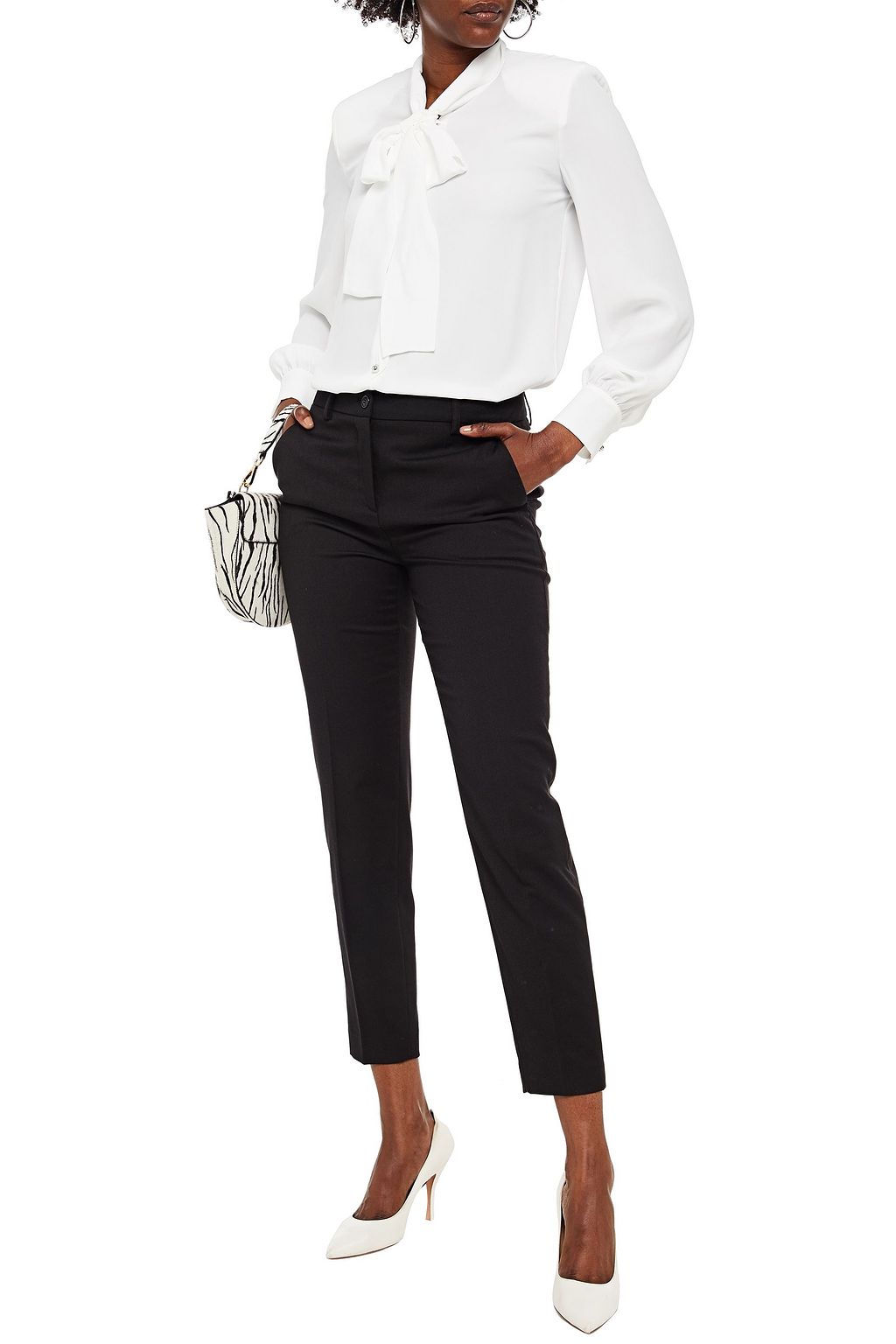 BOUTIQUE MOSCHINO Cropped twill slim-leg pants