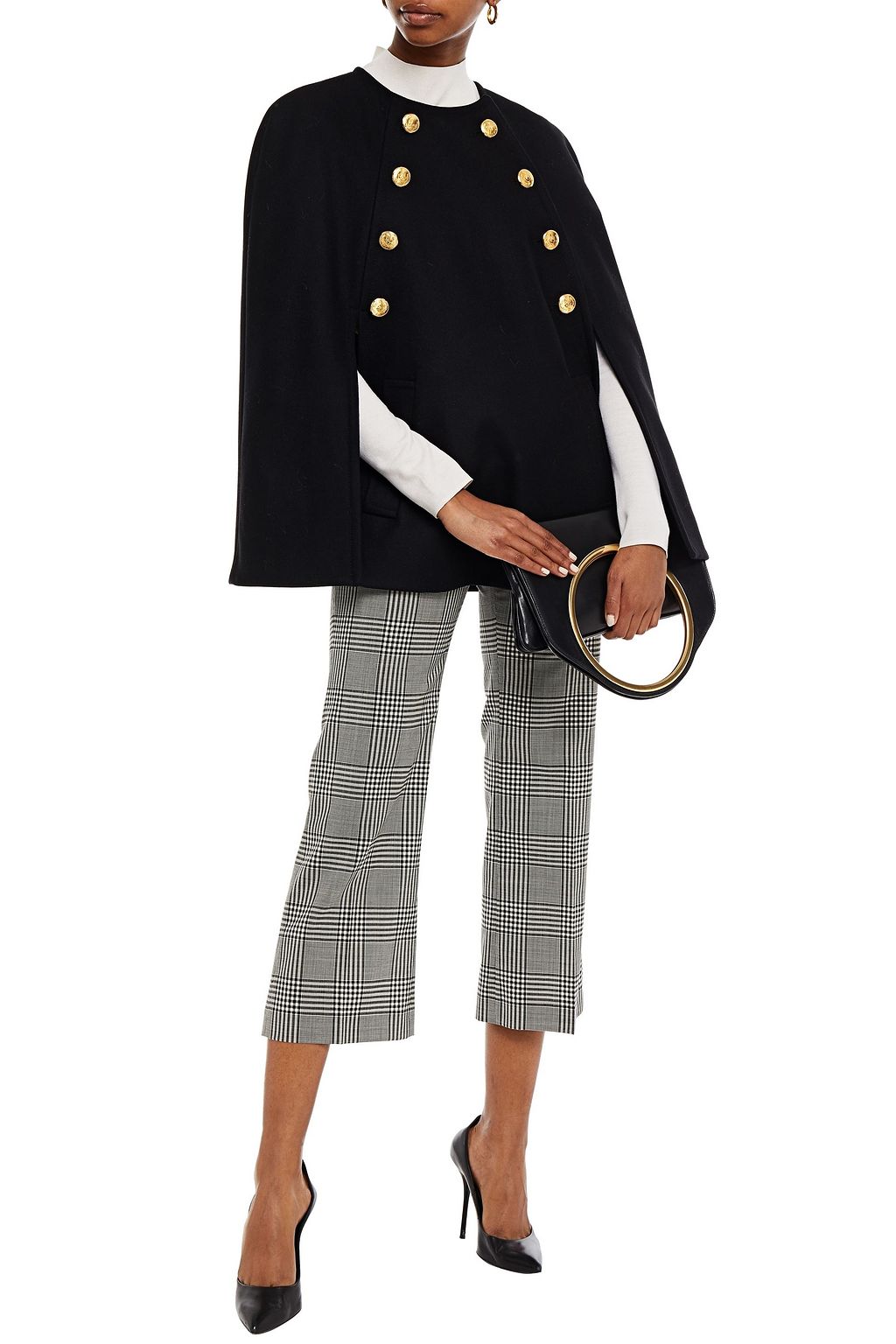 BOUTIQUE MOSCHINO Button-detailed wool-blend brushed-felt cape