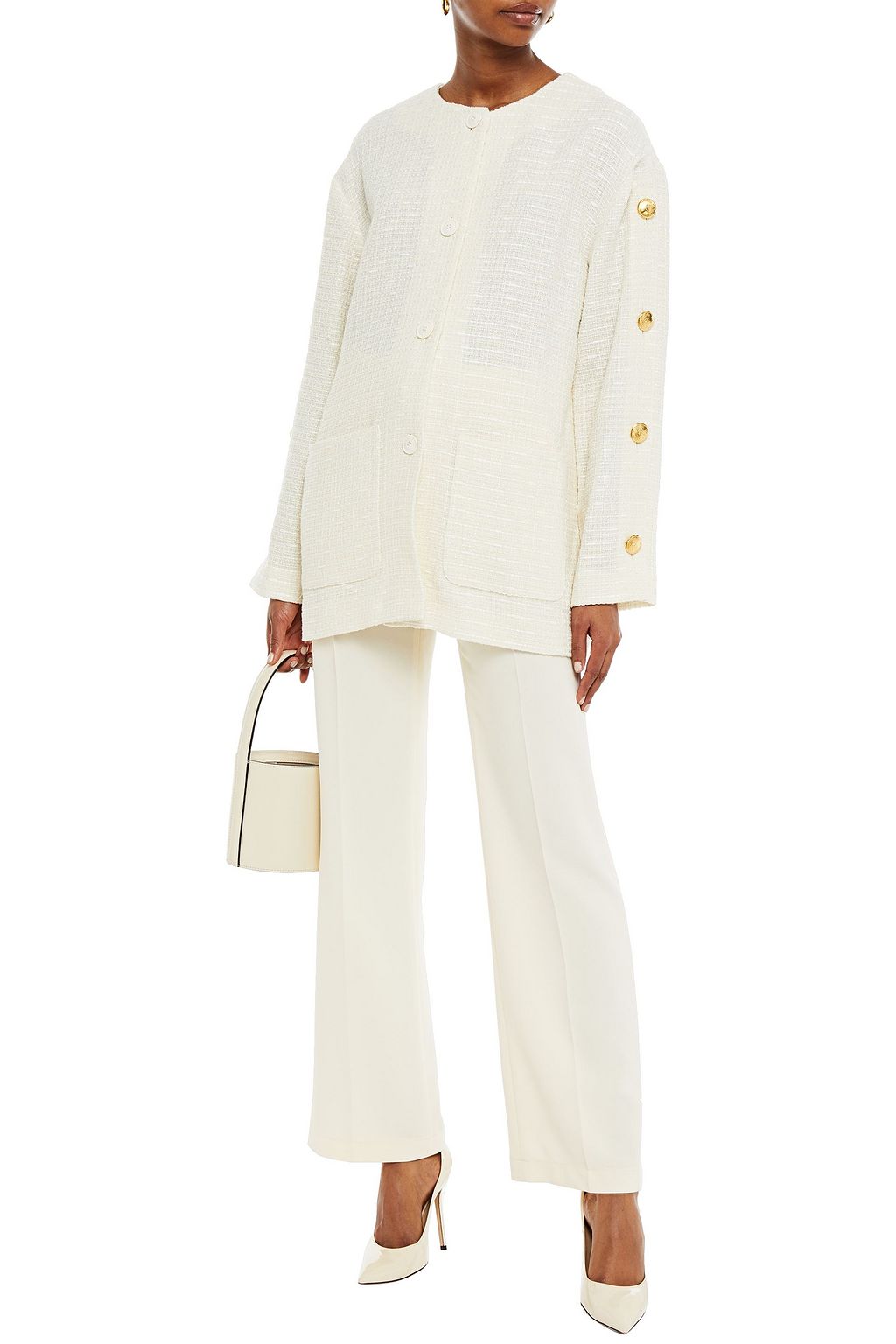 BOUTIQUE MOSCHINO Button-detailed tweed jacket