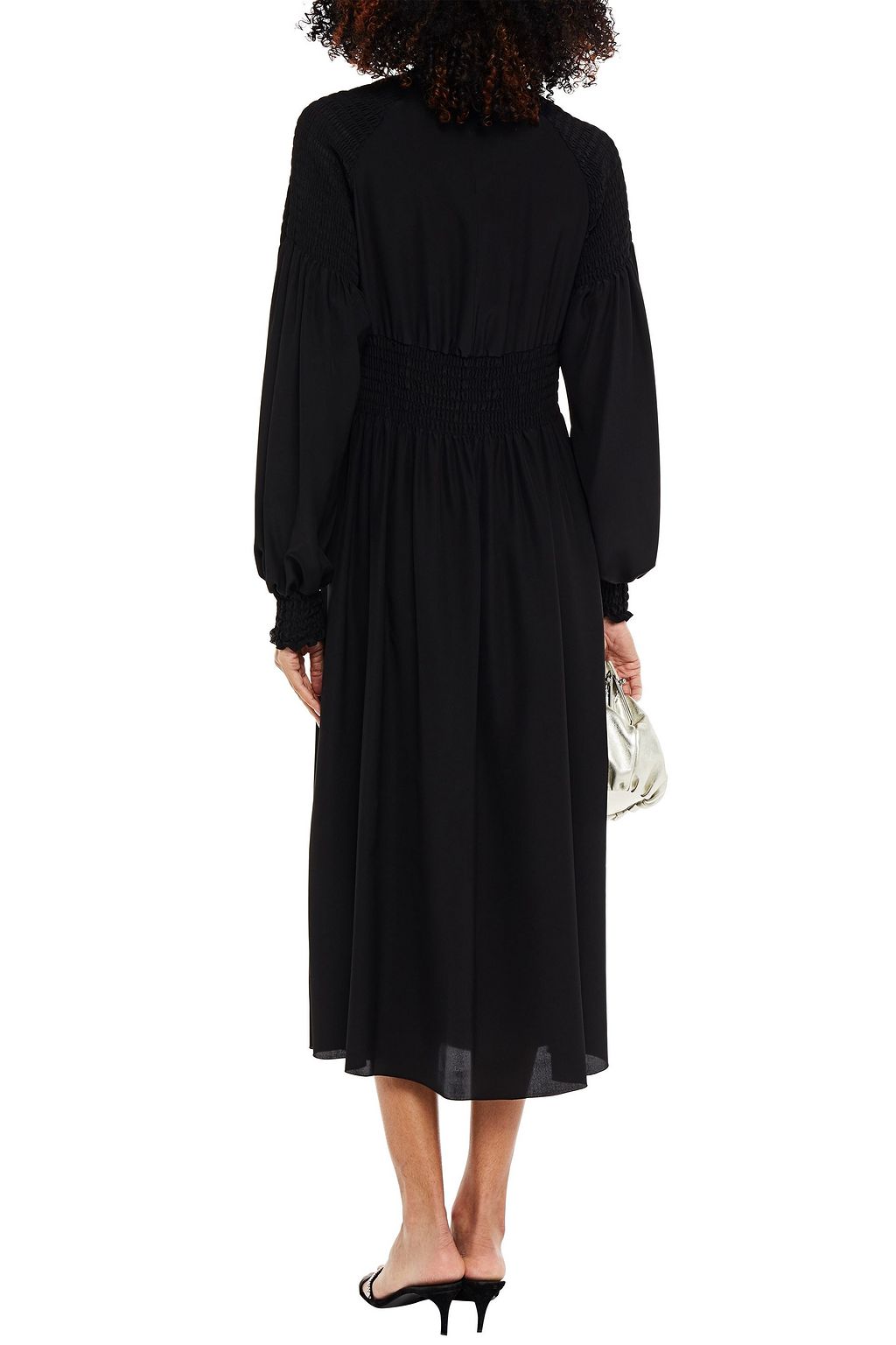 REDVALENTINO Shirred silk crepe de chine midi dress