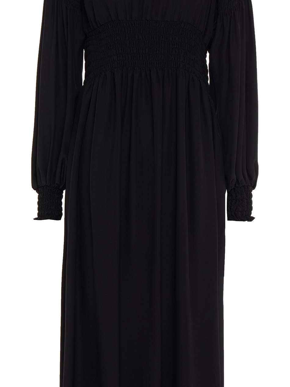 shirred silk crepe de chine midi dress