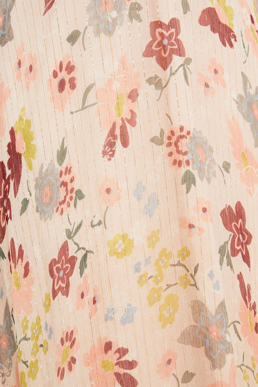 REDVALENTINO Point d'esprit-trimmed floral-print silk-blend chiffon midi dress