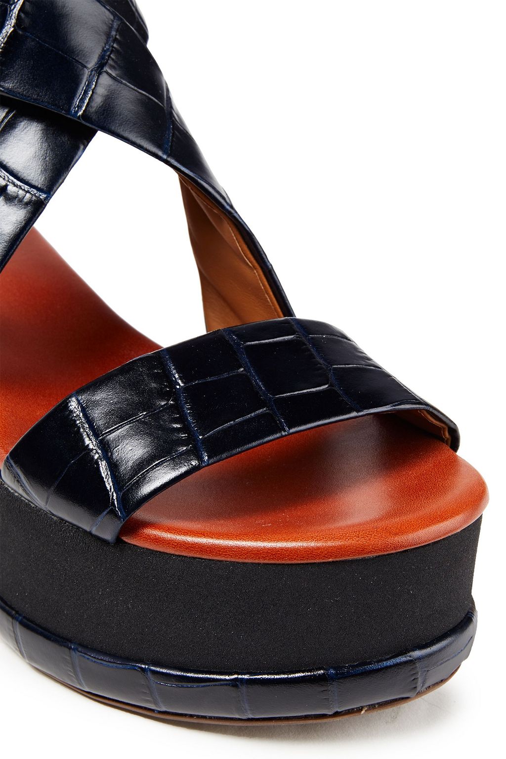 CHLOÉ Croc-effect leather platform sandals