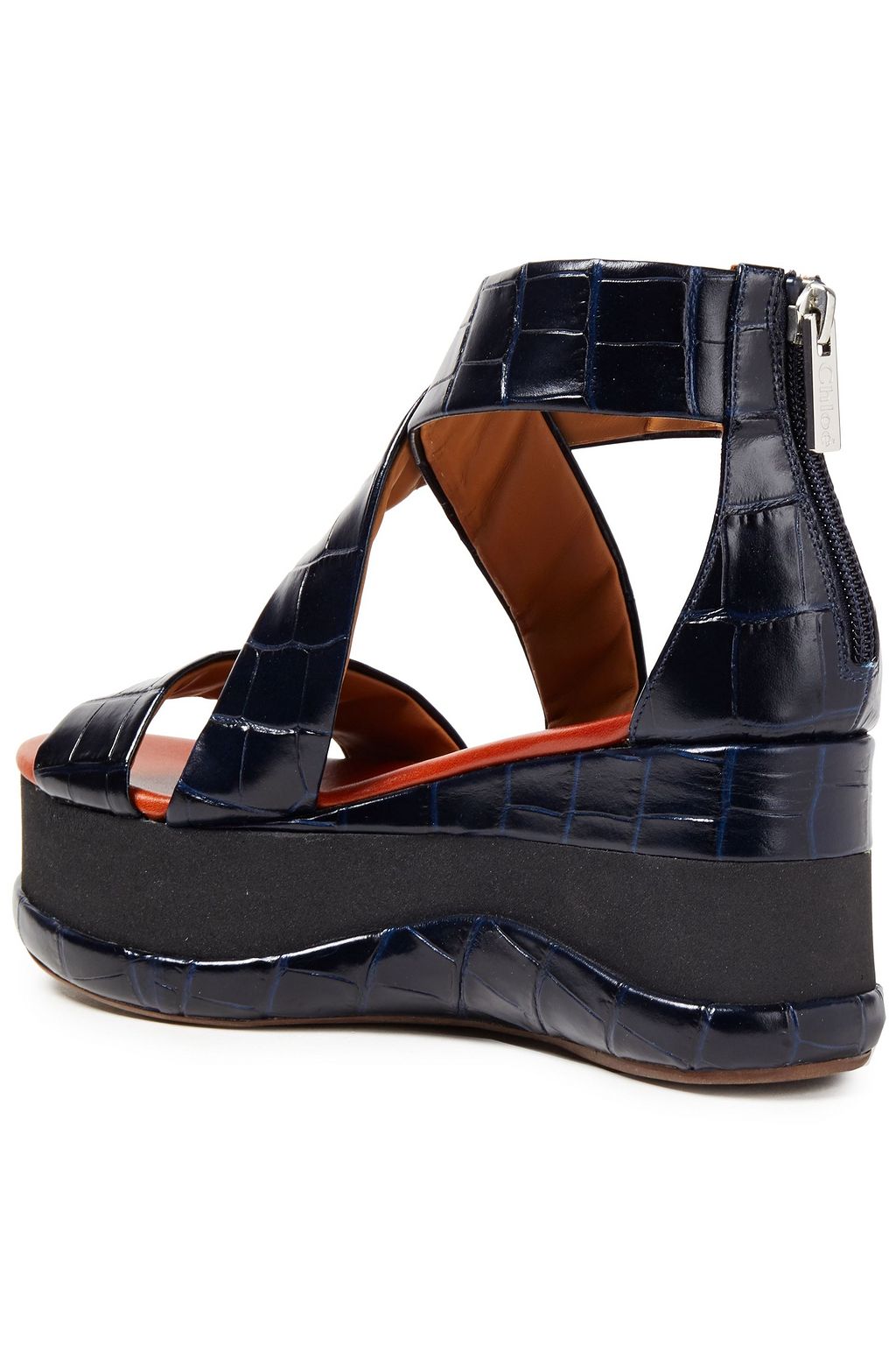 CHLOÉ Croc-effect leather platform sandals