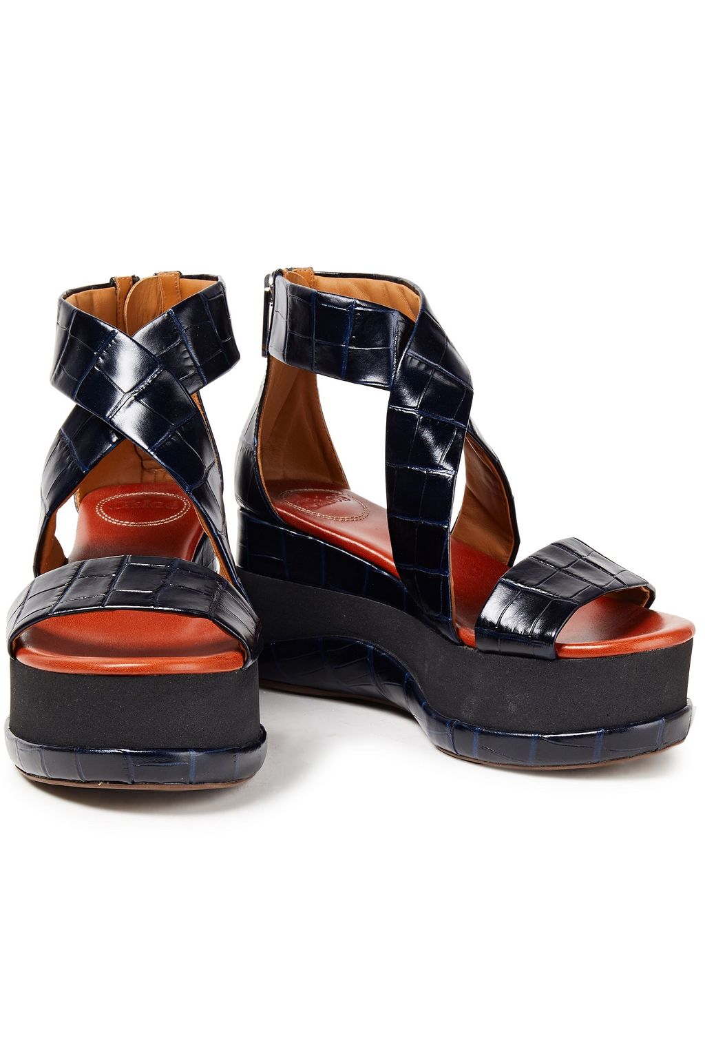 CHLOÉ Croc-effect leather platform sandals