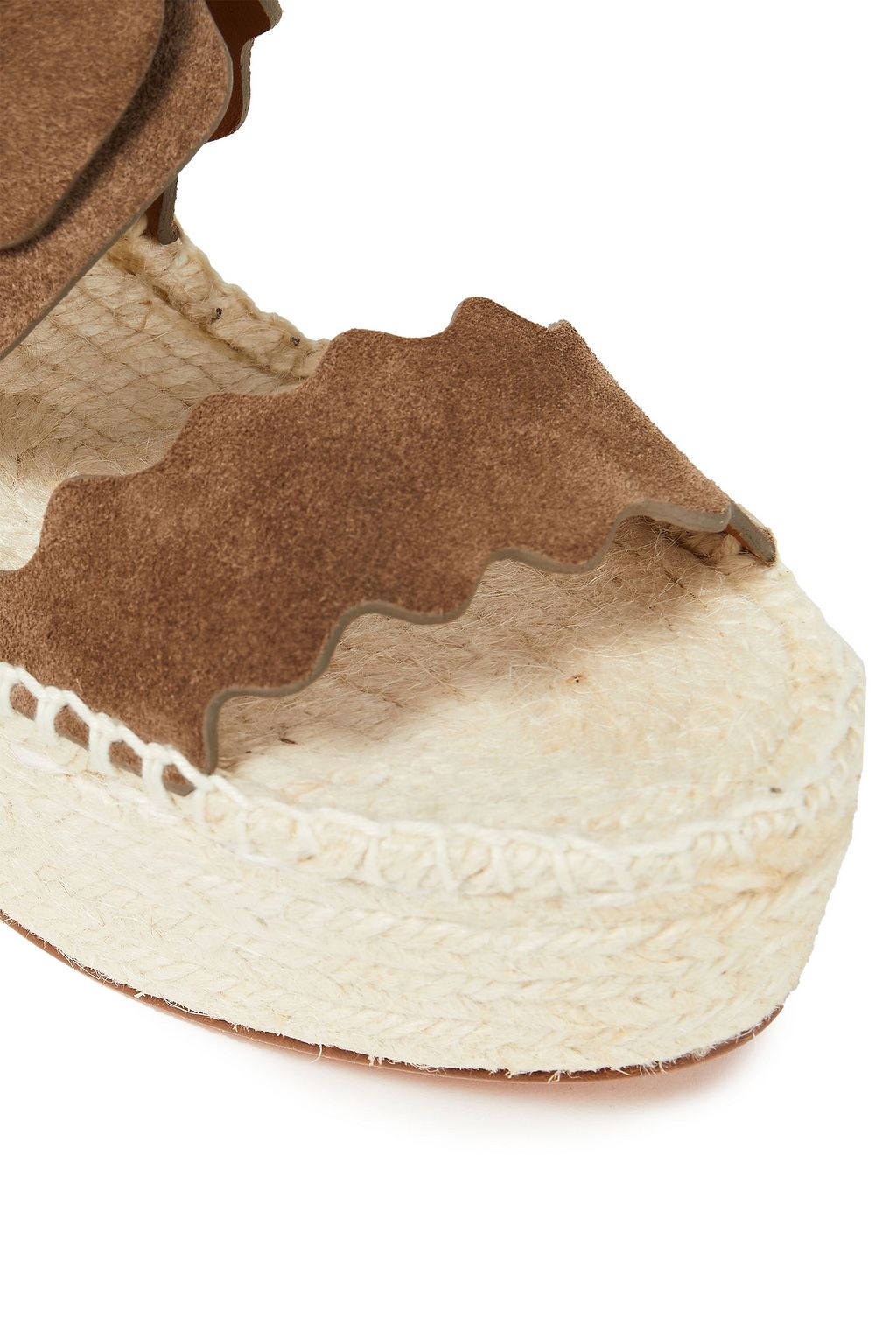 CHLOÉ Lauren scalloped suede wedge espadrille sandals