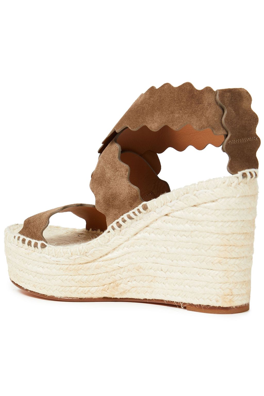 CHLOÉ Lauren scalloped suede wedge espadrille sandals