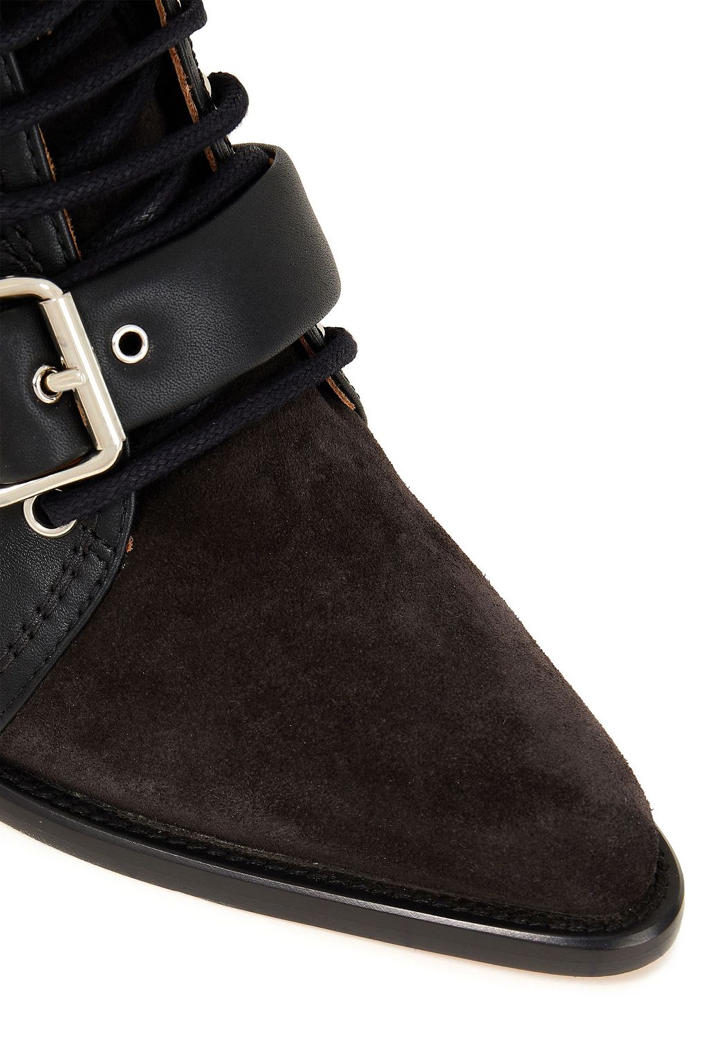 CHLOÉ Rylee lace-up cutout leather and suede ankle boots