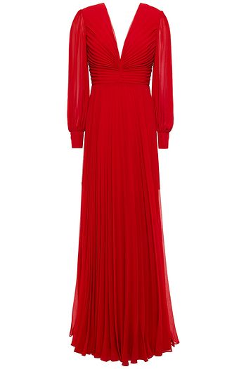 badgley mischka pleated gown