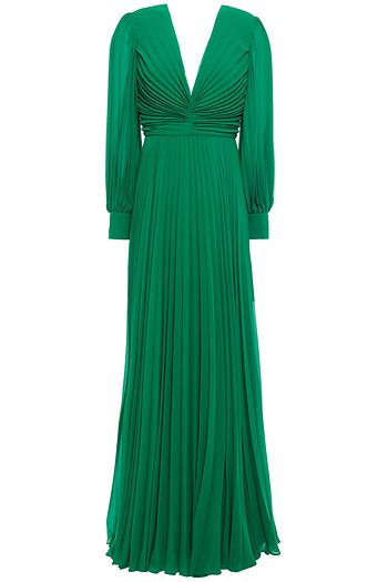 badgley mischka pleated gown