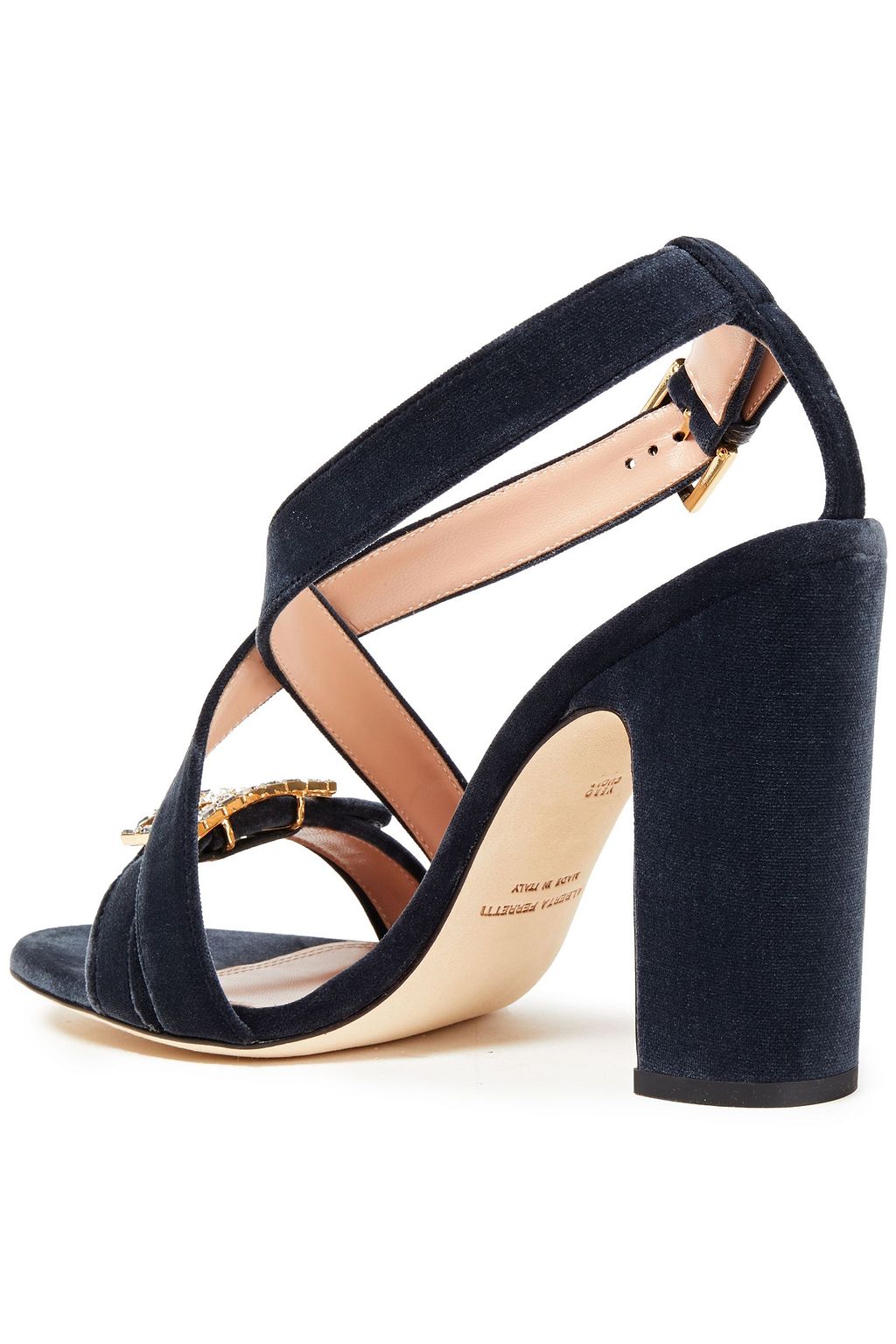 ALBERTA FERRETTI Crystal-embellished velvet sandals