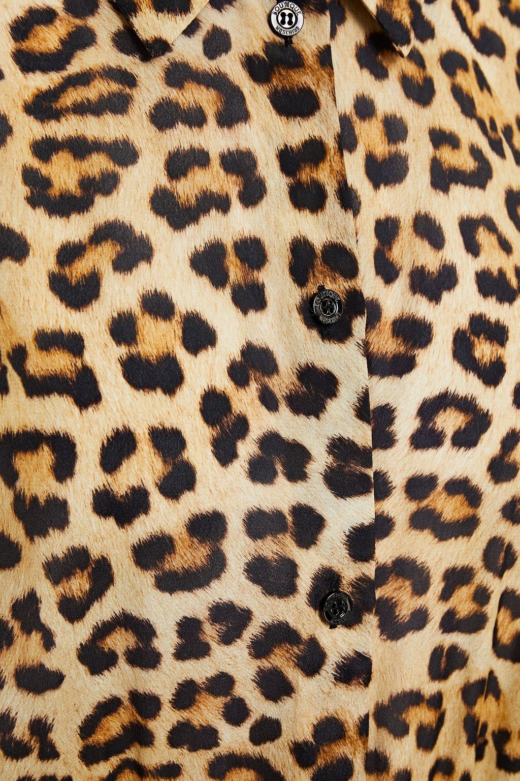 BOUTIQUE MOSCHINO Pleated leopard-print crepe de chine midi shirt dress