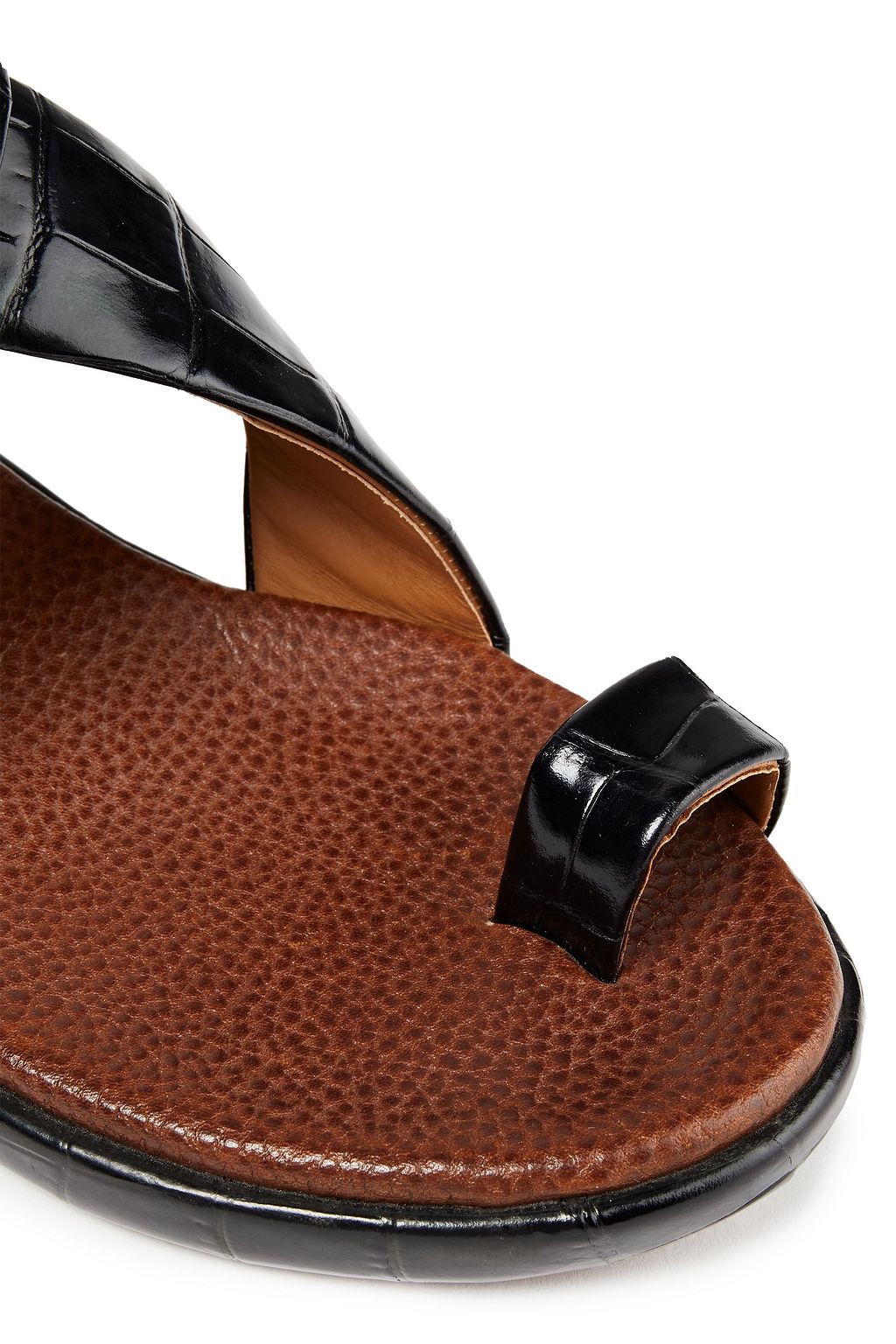 CHLOÉ Wave buckled croc-effect leather platform sandals