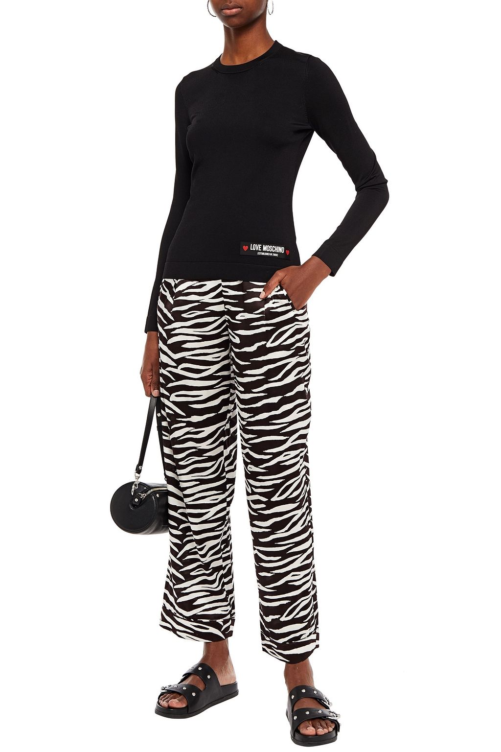 LOVE MOSCHINO Appliquéd stretch-knit sweater
