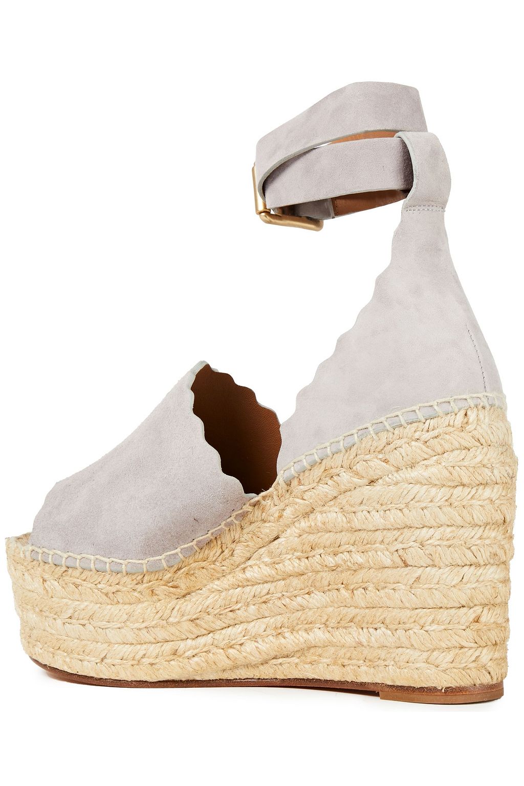 CHLOÉ Lauren scalloped suede espadrille wedge sandals