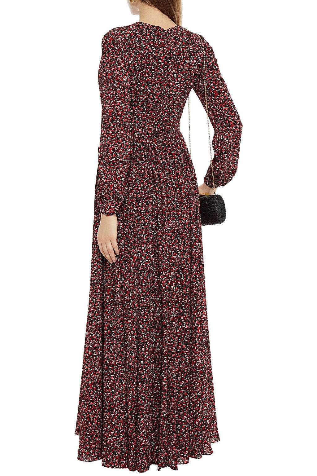 MIKAEL AGHAL Belted gathered floral-print crepe maxi dress
