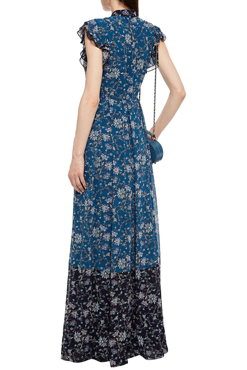 MIKAEL AGHAL Pleated ruffled floral-print chiffon maxi dress
