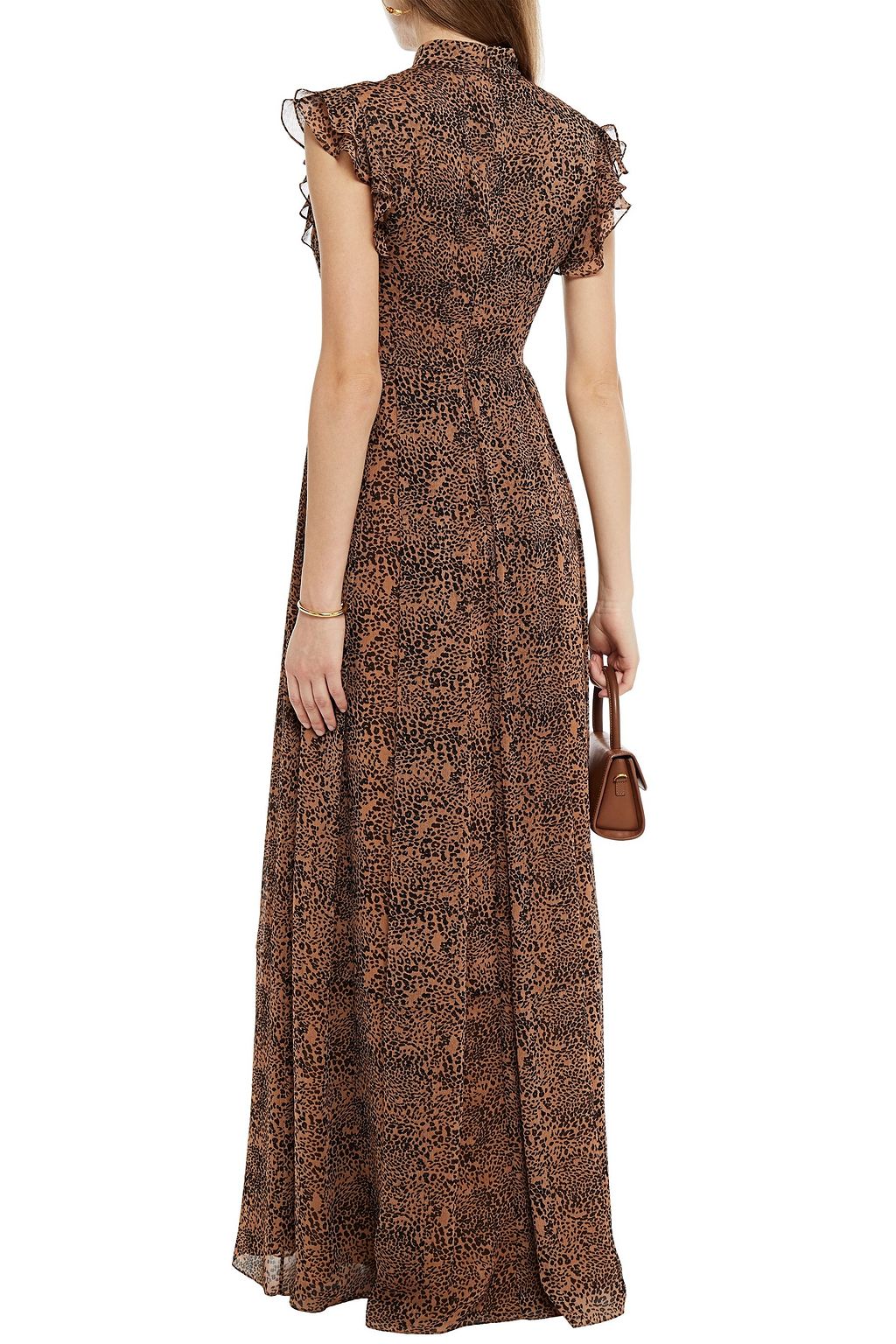 MIKAEL AGHAL Ruffle-trimmed leopard-print crepon maxi dress