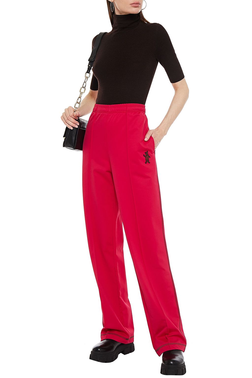 MARNI Appliquéd ponte straight-leg pants