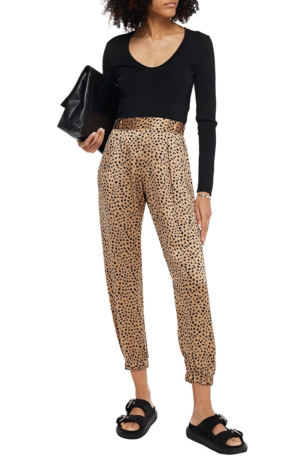 ATM ANTHONY THOMAS MELILLO Cropped leopard-print silk-satin tapered pants