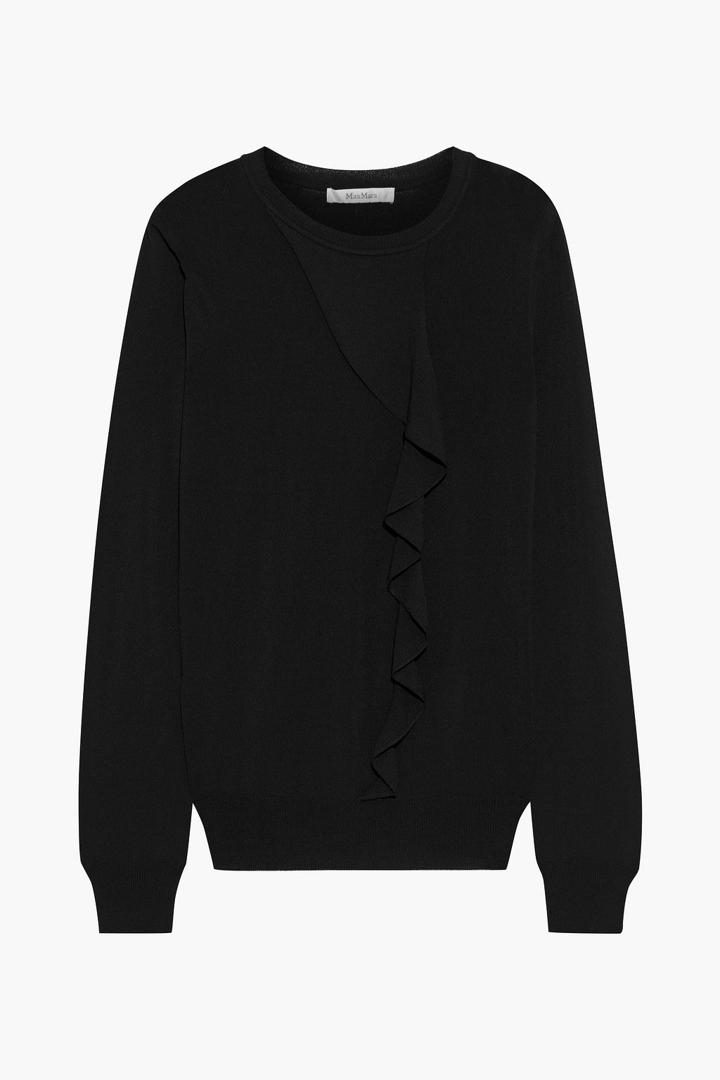 Max Mara - Vanity Ruffled Stretch-knit Sweater Black - Xs
