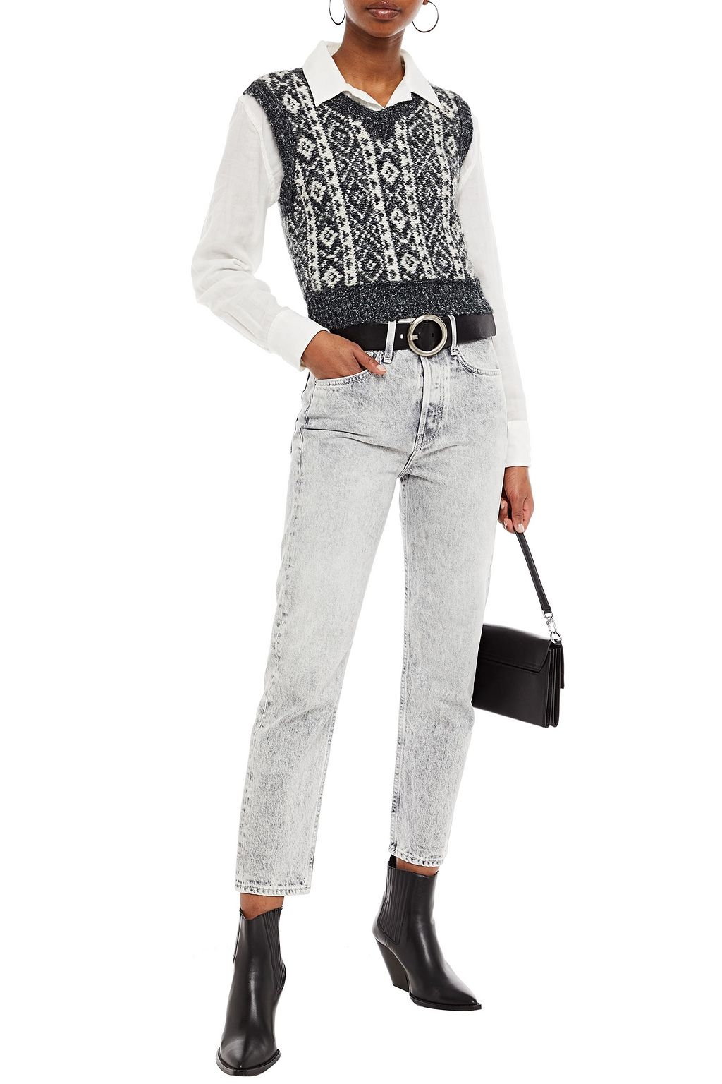 RAG & BONE Maya acid-wash high-rise straight-leg jeans