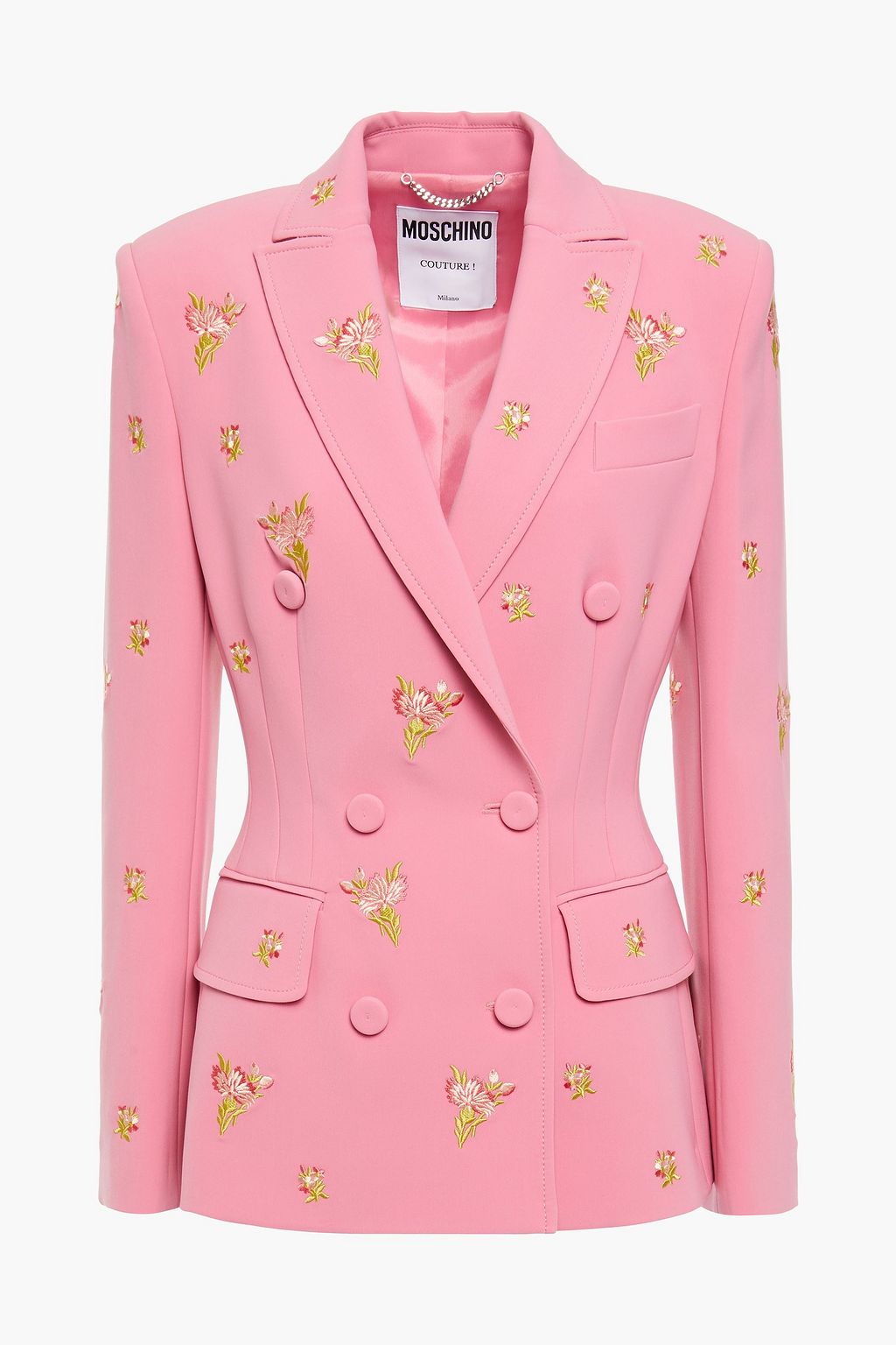 Baby pink Embroidered crepe blazer 