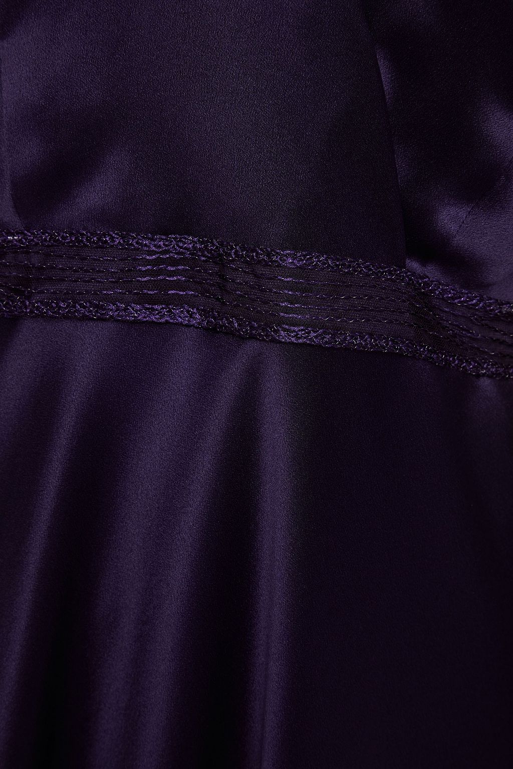 ALBERTA FERRETTI Wrap-effect embroidered tulle-paneled silk-satin crepe midi dress