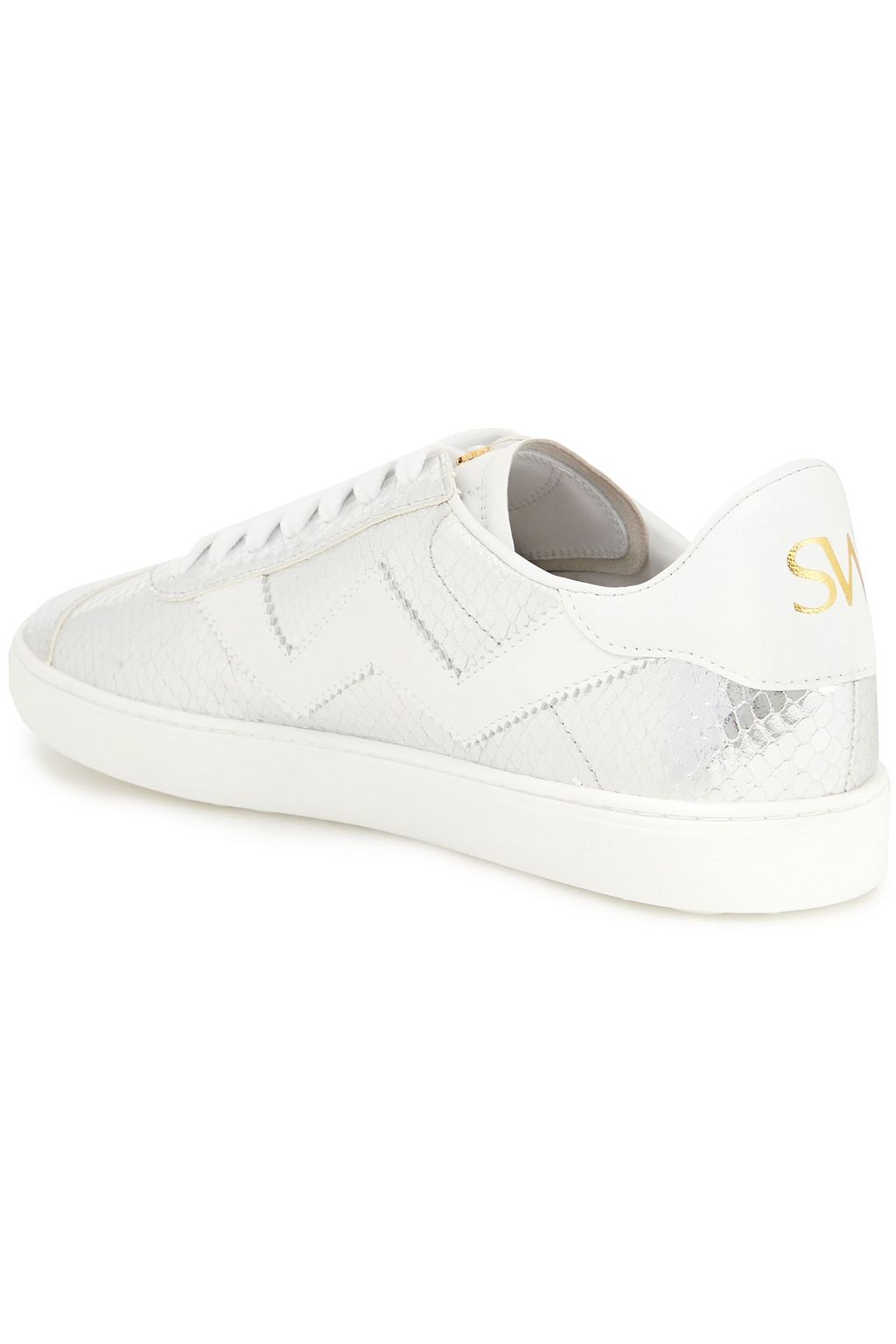STUART WEITZMAN Daryl metallic snake-effect leather sneakers