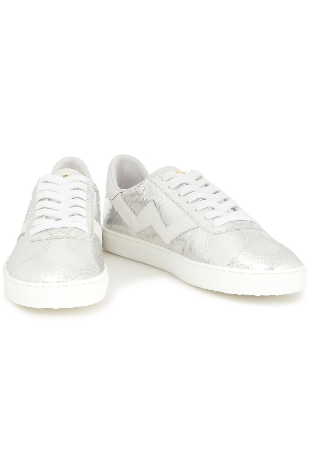 STUART WEITZMAN Daryl metallic snake-effect leather sneakers