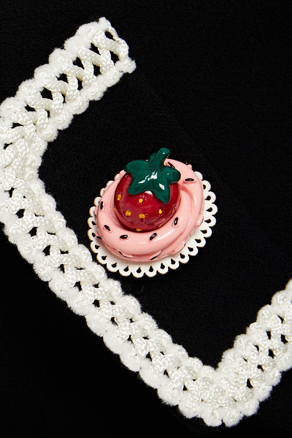 MOSCHINO Crochet-trimmed appliquéd wool-blend crepe jacket