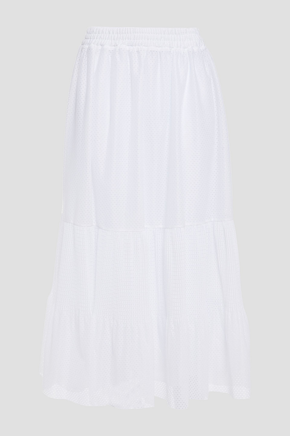 redvalentino - gathered pointelle-knit midi skirt - white - s