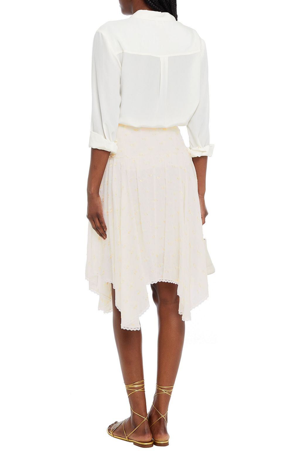 SEE BY CHLOÉ Asymmetric metallic fil coupé georgette skirt