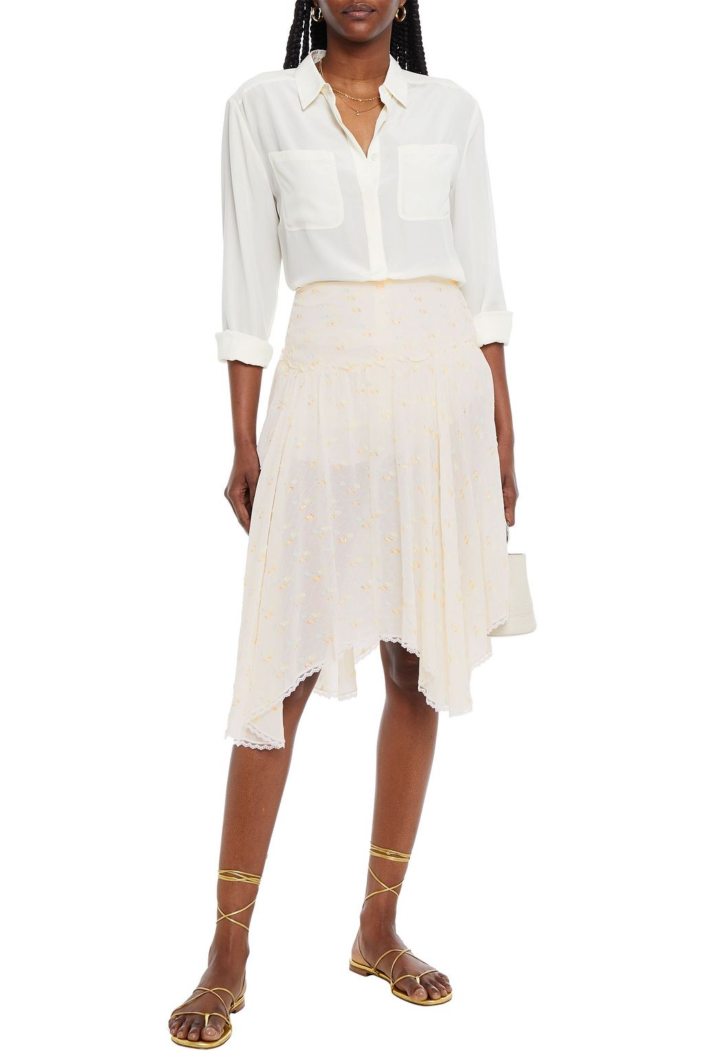 SEE BY CHLOÉ Asymmetric metallic fil coupé georgette skirt