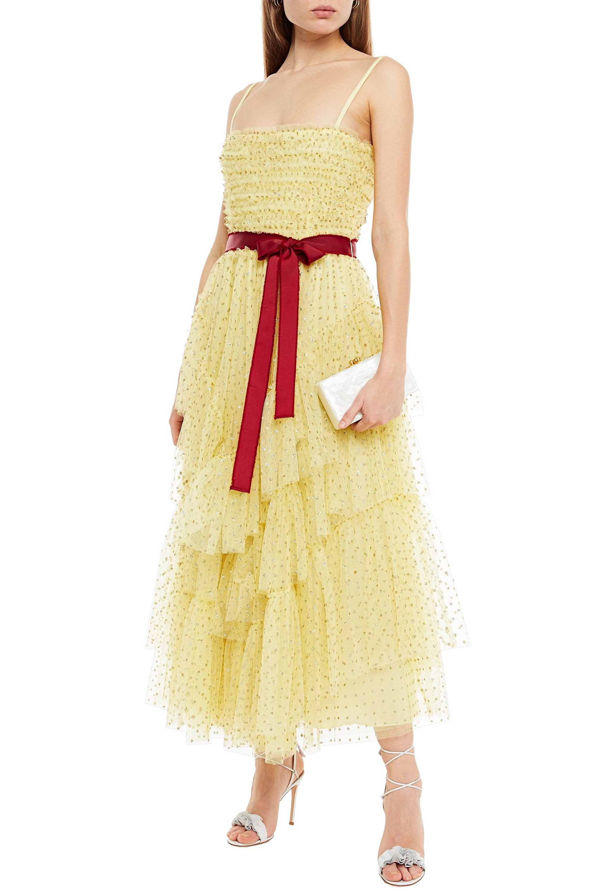 REDValentino Embellished tiered tulle midi dress