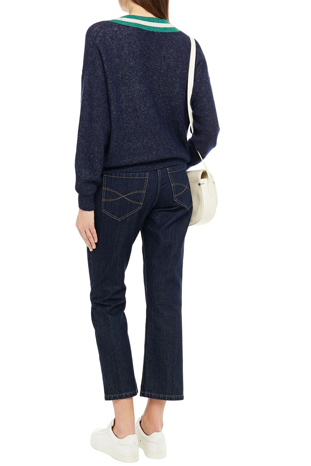 AUTUMN CASHMERE Striped cashmere and silk-blend sweater