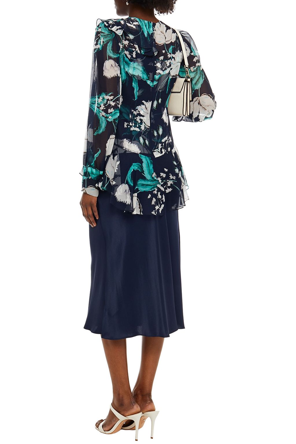 ERDEM Alexia ruffled floral-print silk-chiffon blouse