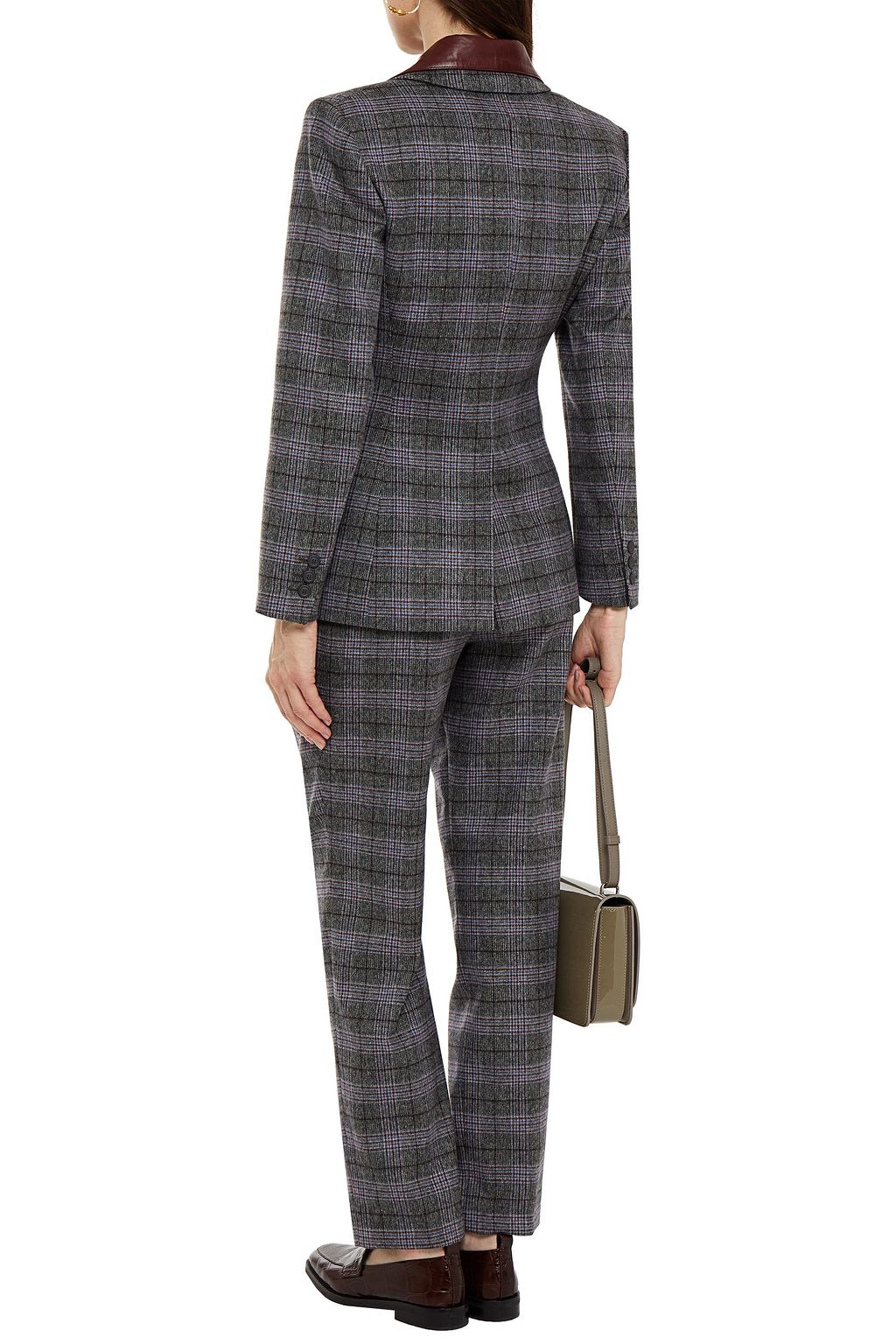 ALBERTA FERRETTI Double-breasted Prince of Wales checked wool, silk and cashmere-blend blazer