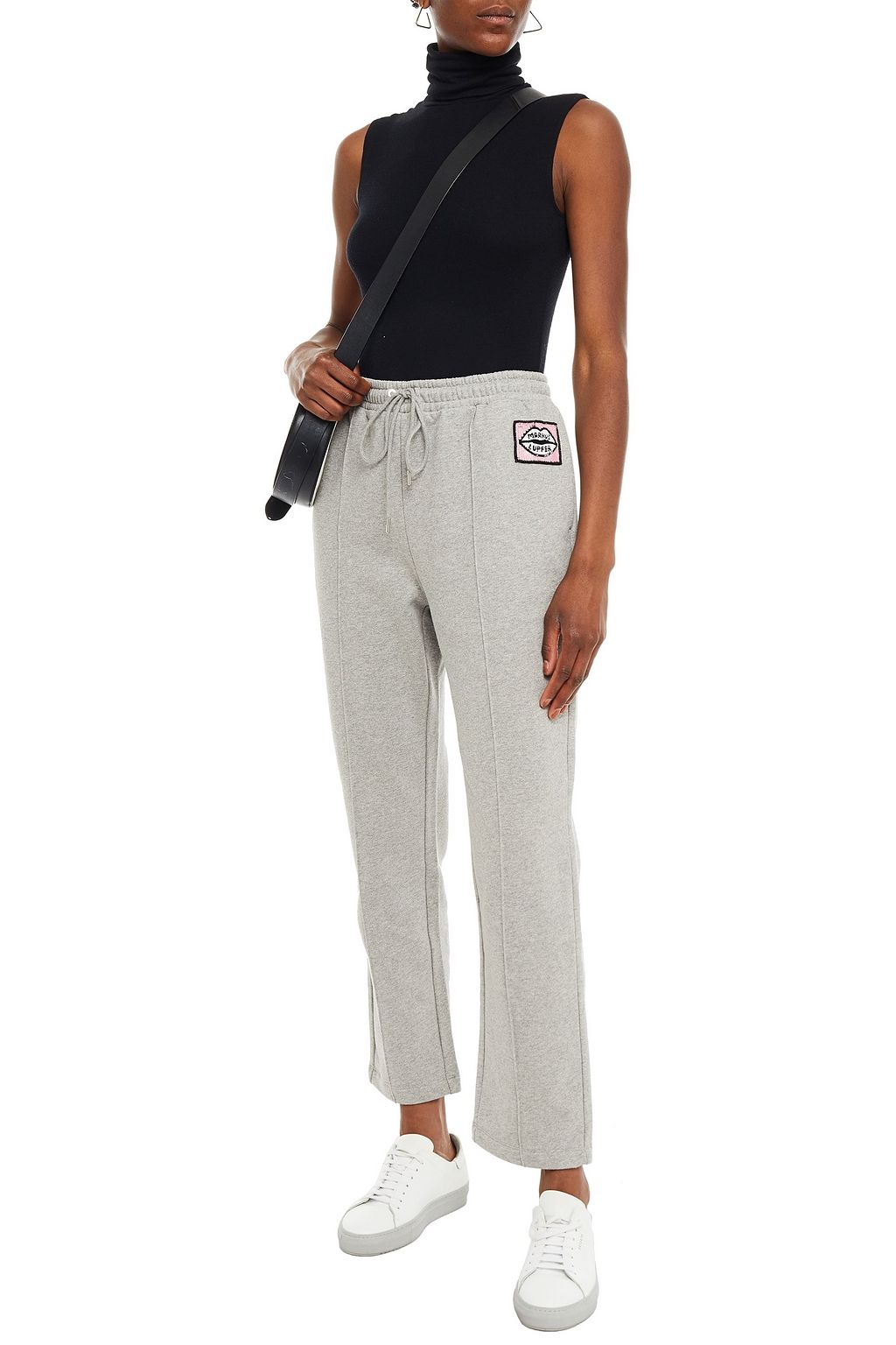MARKUS LUPFER Katrina embellished mélange cotton-fleece track pants